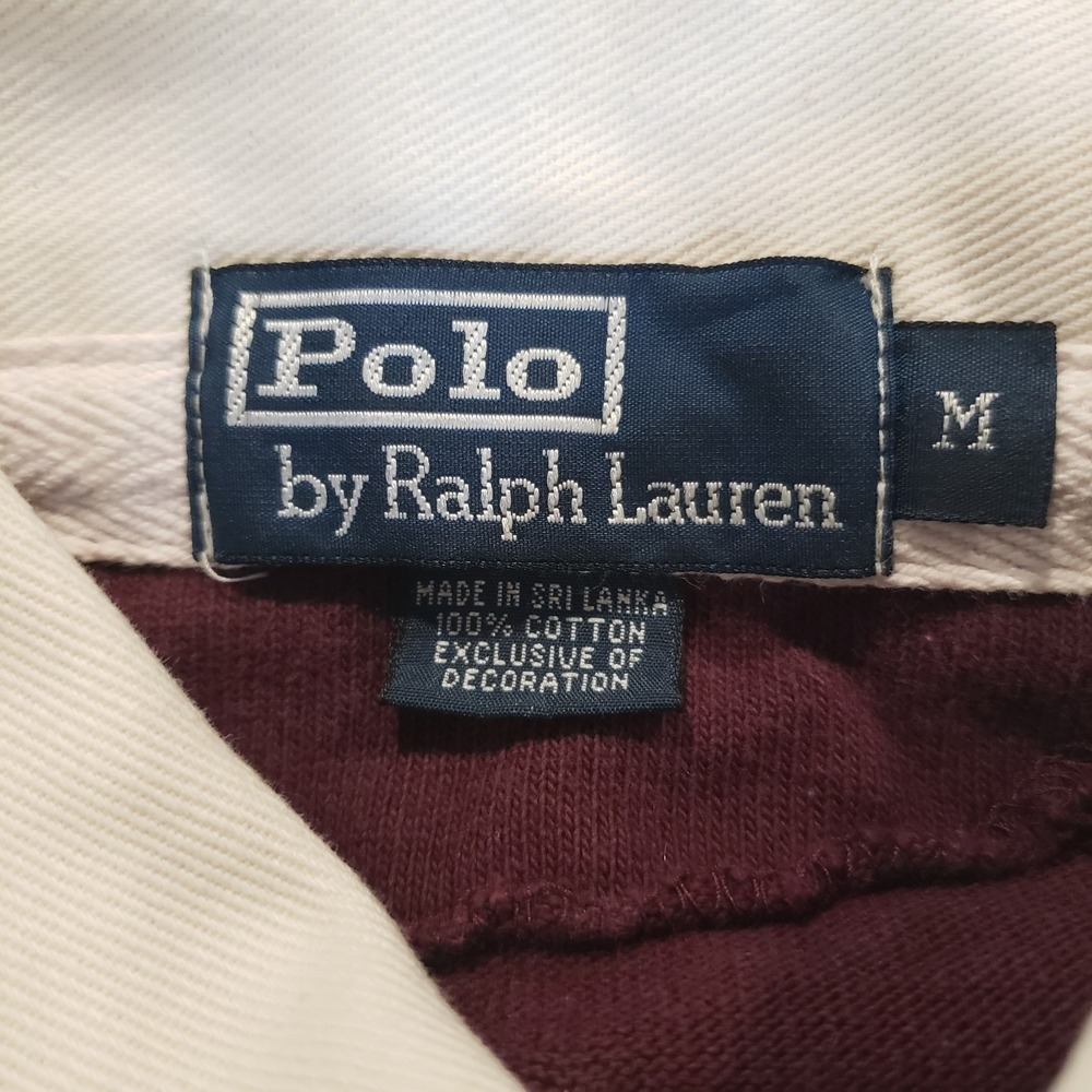 Polo Ralph Lauren Mens Rugby Shirt Maroon Crest Number 3 Long Sleeve Medium - Picture 2 of 9